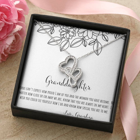 Words Can't Express How Proud I Am - White Double Hearts Necklace