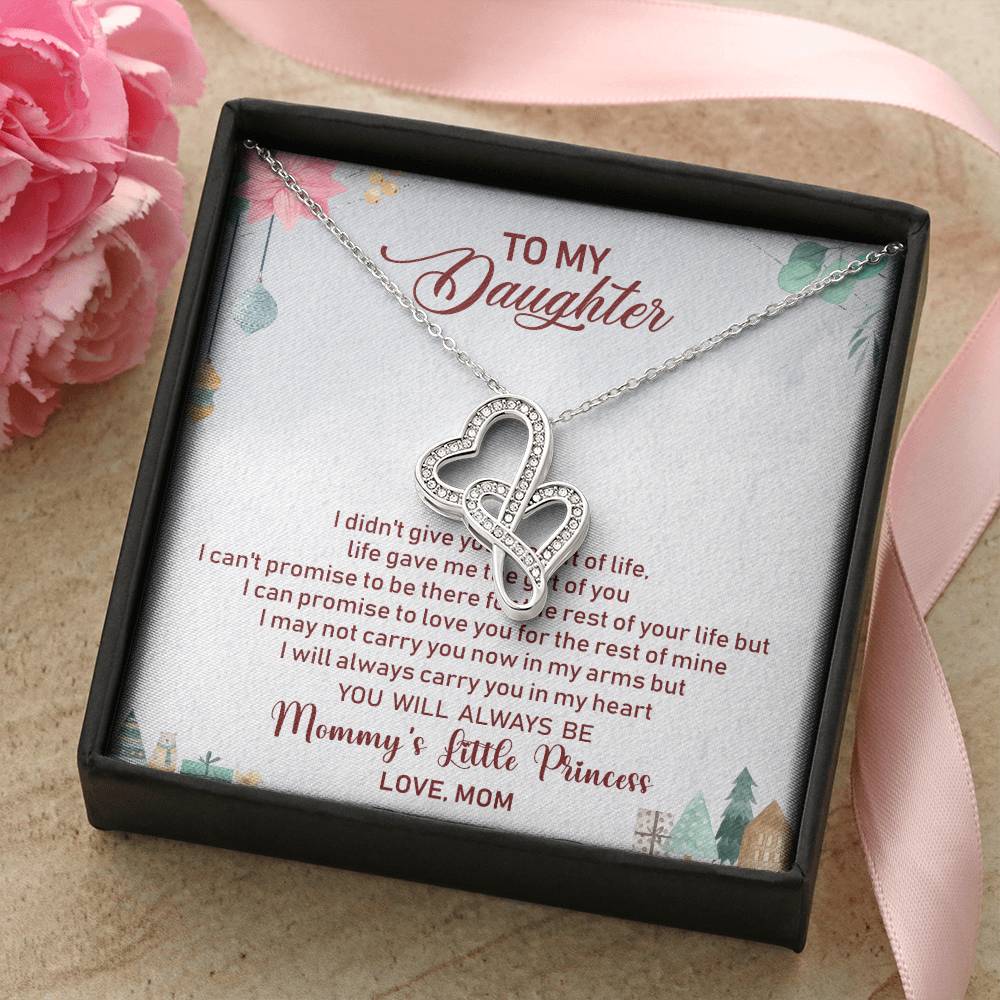 To My Daughter Necklace - Mommy Little Princess - Princess Necklace - Princess Necklace For Little Girls - Princess Ne Double Hearts Necklace