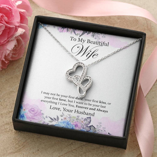 To My Beautiful Wife Double Hearts Beautiful Necklacegift For Wifehusband From Wifhusband Gift Wifelove Your Husband. Double Hearts Necklace
