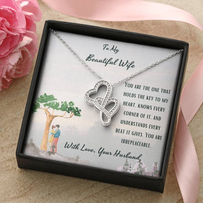 Key To Heart -  Double Hearts Necklace