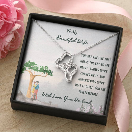 Key To Heart -  Double Hearts Necklace