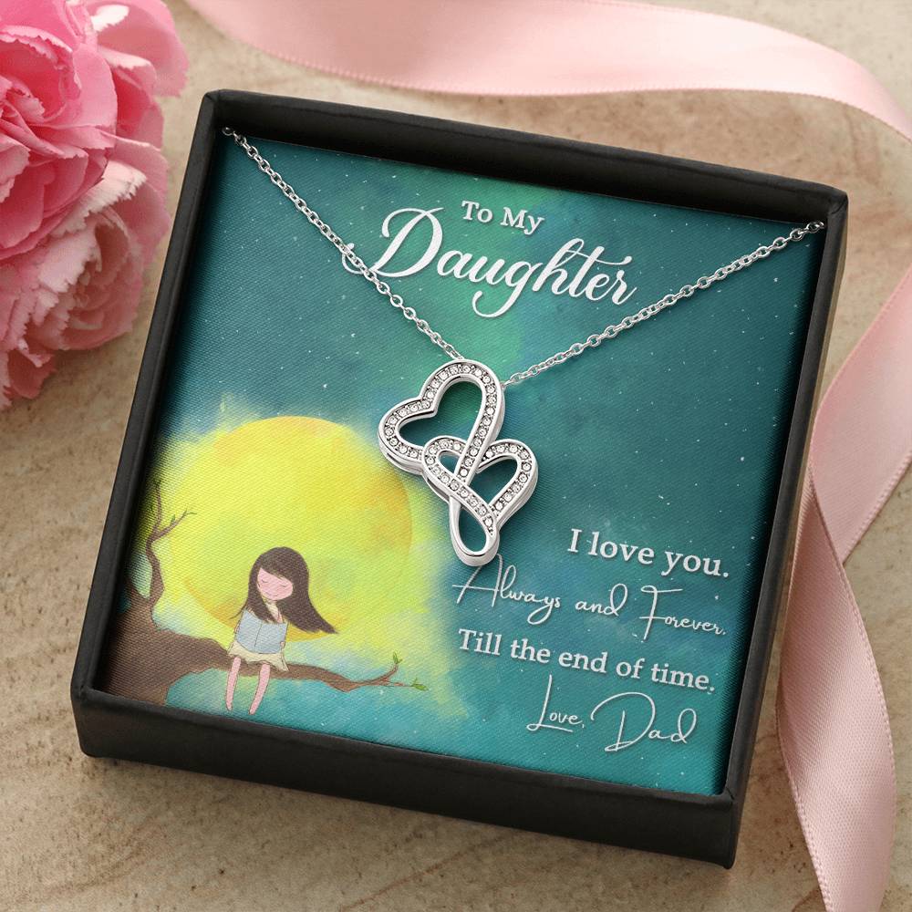 To My Daughter-Necklace For Gift Double Hearts Necklace