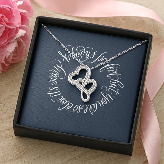 With Calligraphic Card  Anniversary Valentine&#39;S Day Gift For Her Double Hearts Necklace