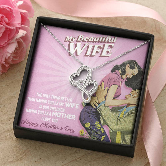 To My Beautiful Wife Double Hearts Necklace