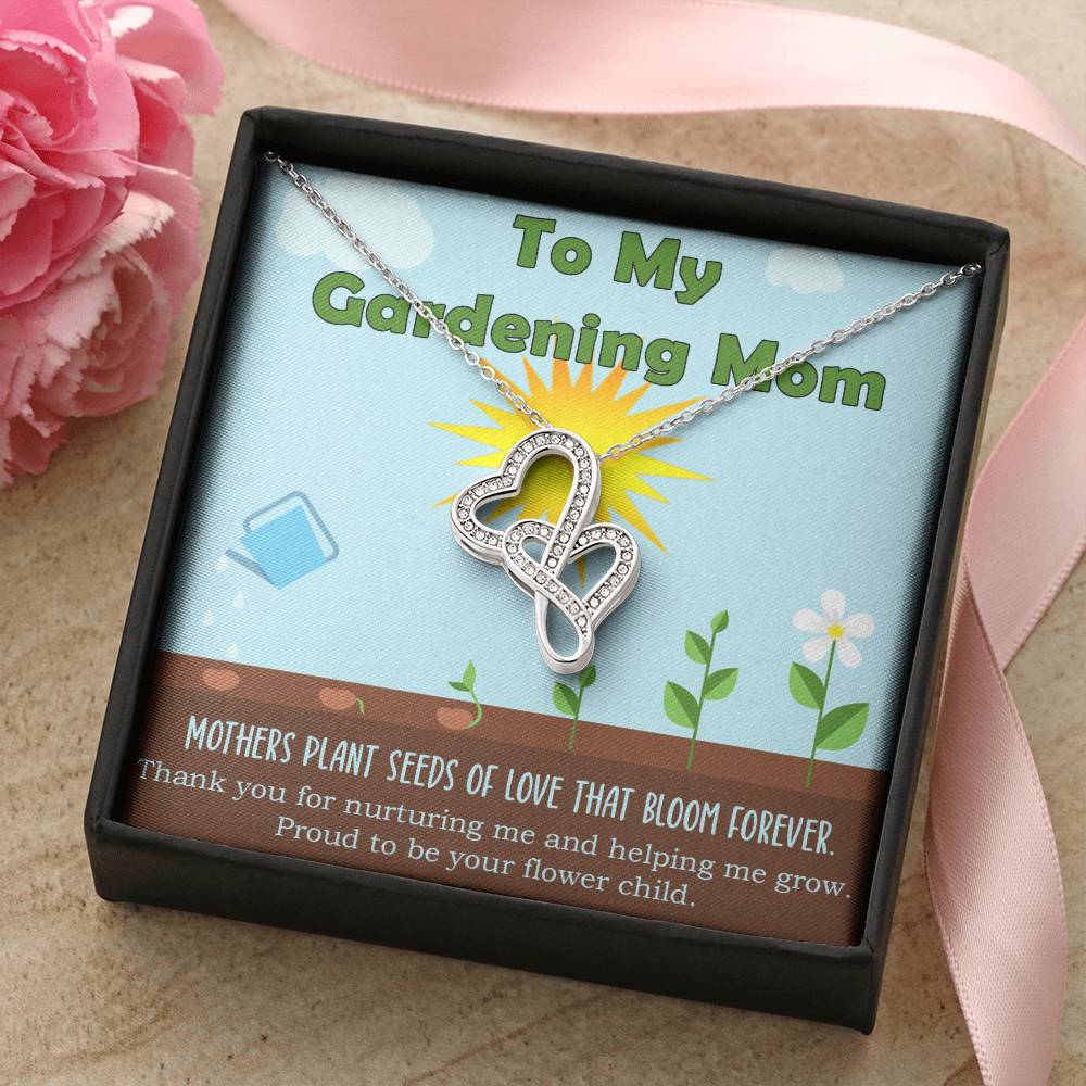 Gardening Mom Mothers Day Gift From Daughter Or Son Double Hearts Necklace