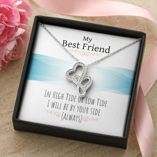 My Best Friend - I Will Be By Your Side - Necklace Double Hearts Necklace
