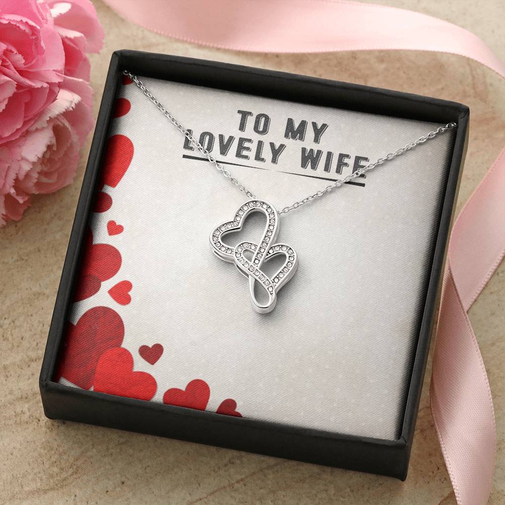 To My Lovely Wife Double Hearts Necklace