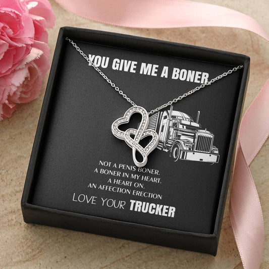 You Give Me A Heart Boner An Affection Erection  Funny & Sarcastic Love For Her Mature Gag Gif Double Hearts Necklace