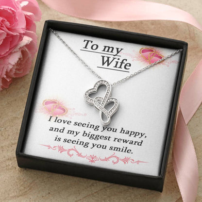 To My Wife Necklace - Anniversary Gift For Wife Birthday Gift For Wife Gift For Wife Necklace For Wife Gift For Wife B 1 Double Hearts Necklace