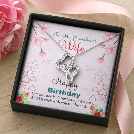 To My Sweetheart Wife Double Hearts Beautiful Necklace Gift For Wife. Husband Birthday Gift From Wife.Gift Double Hearts Necklace