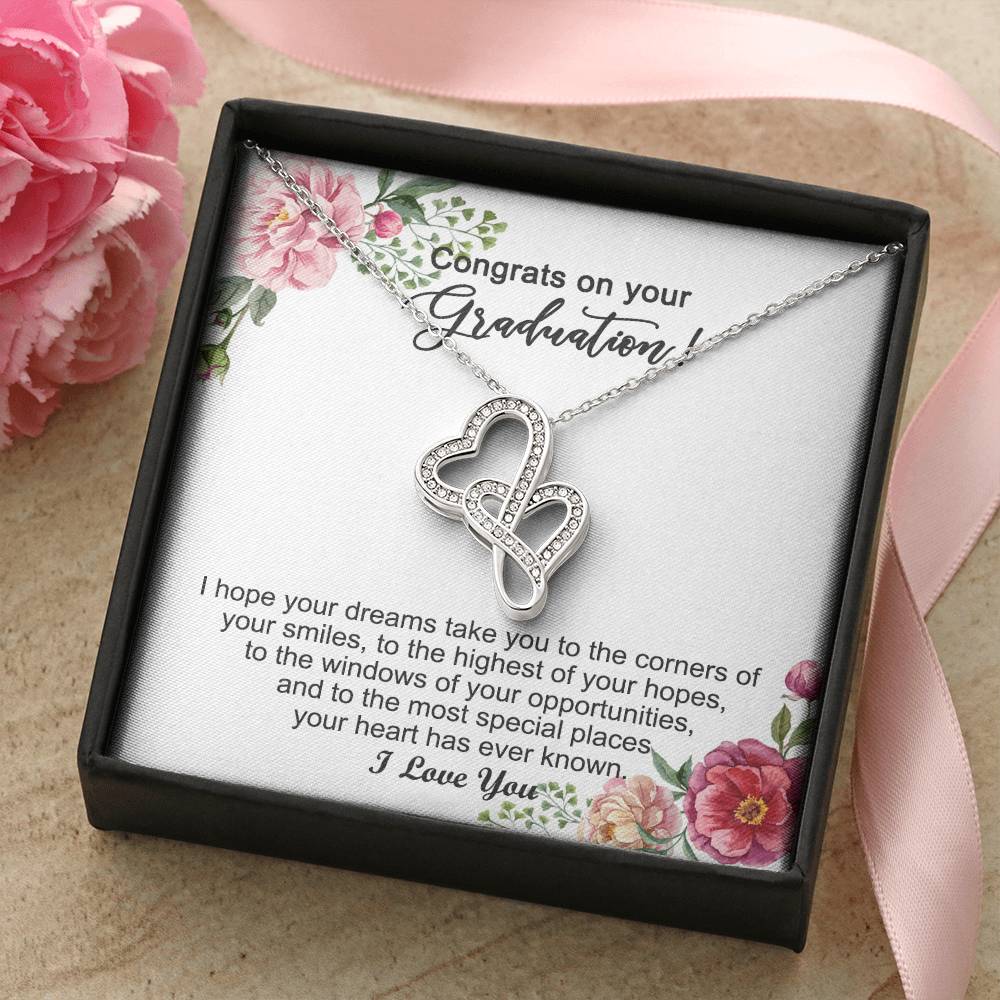 Graduation Gift For Girls Graduation Day - Necklace Double Hearts Necklace