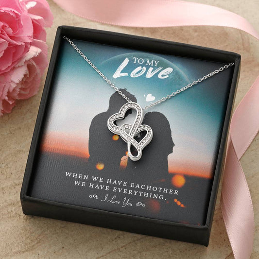 To My Love- I Love You Double Hearts Necklace