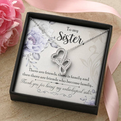 To My Sister  Double Hearts Necklace