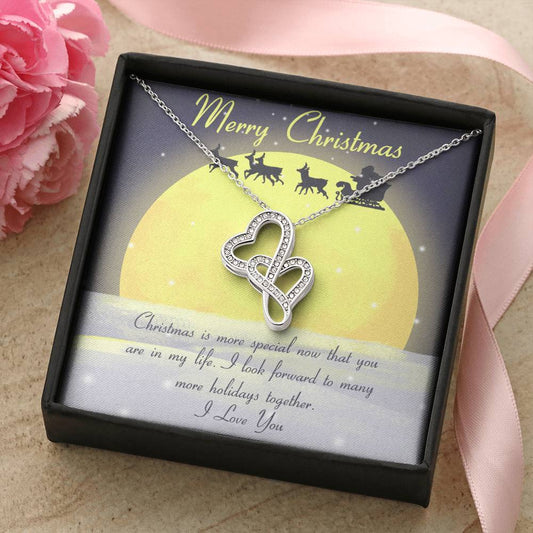 Merry Christmas - Best For All Double Hearts Necklace