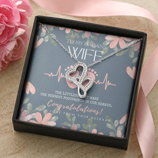 Gift For Pregnant Wife  Mom To Be Gift  New Mommy Necklace  To Mommy To Be  New Mom Jewelry  Forever Love Necklace  Ba Double Hearts Necklace