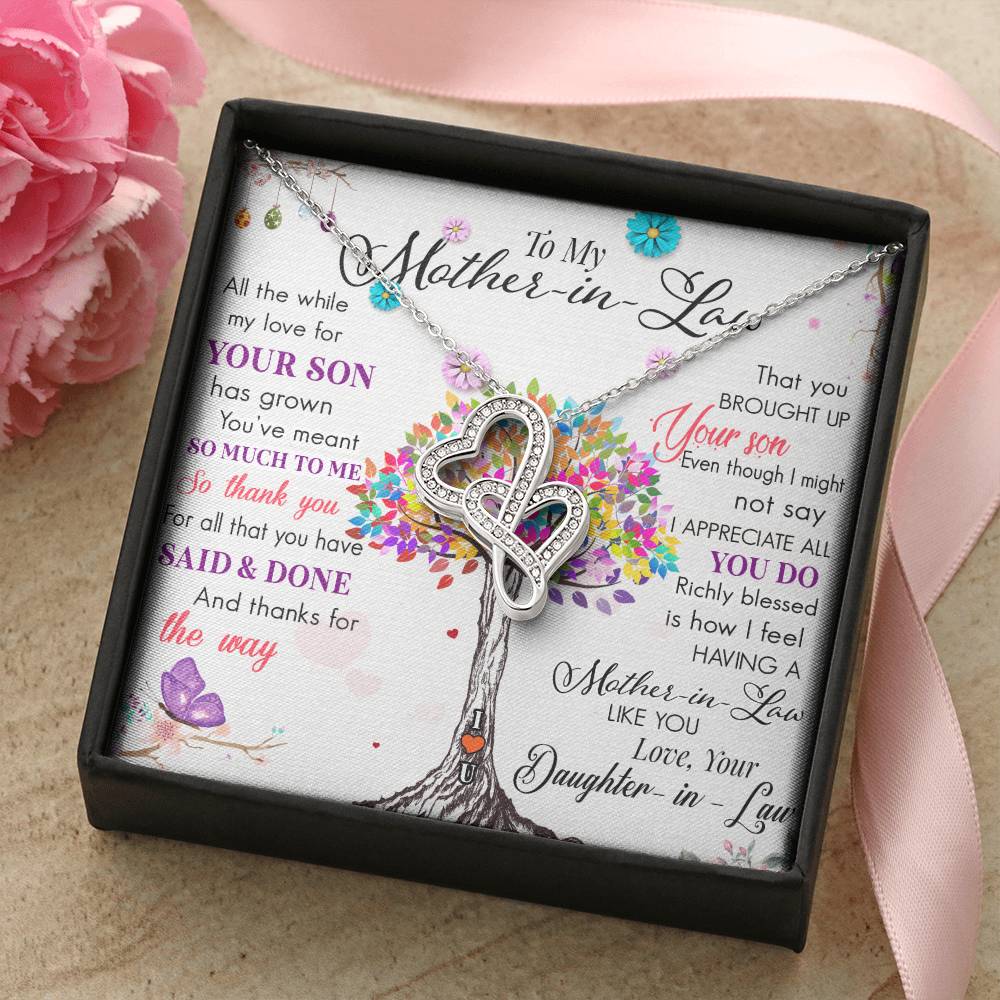 To My Mother In Law 2 Double Hearts Necklace