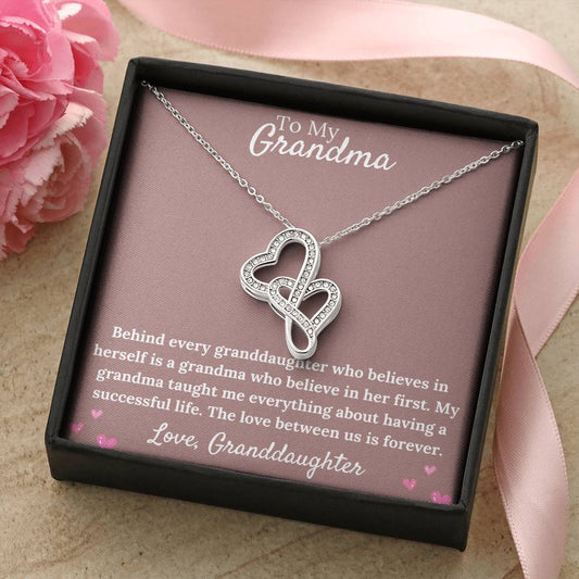 Gorgeous  For Grandma Necklace Gift Double Hearts Necklace