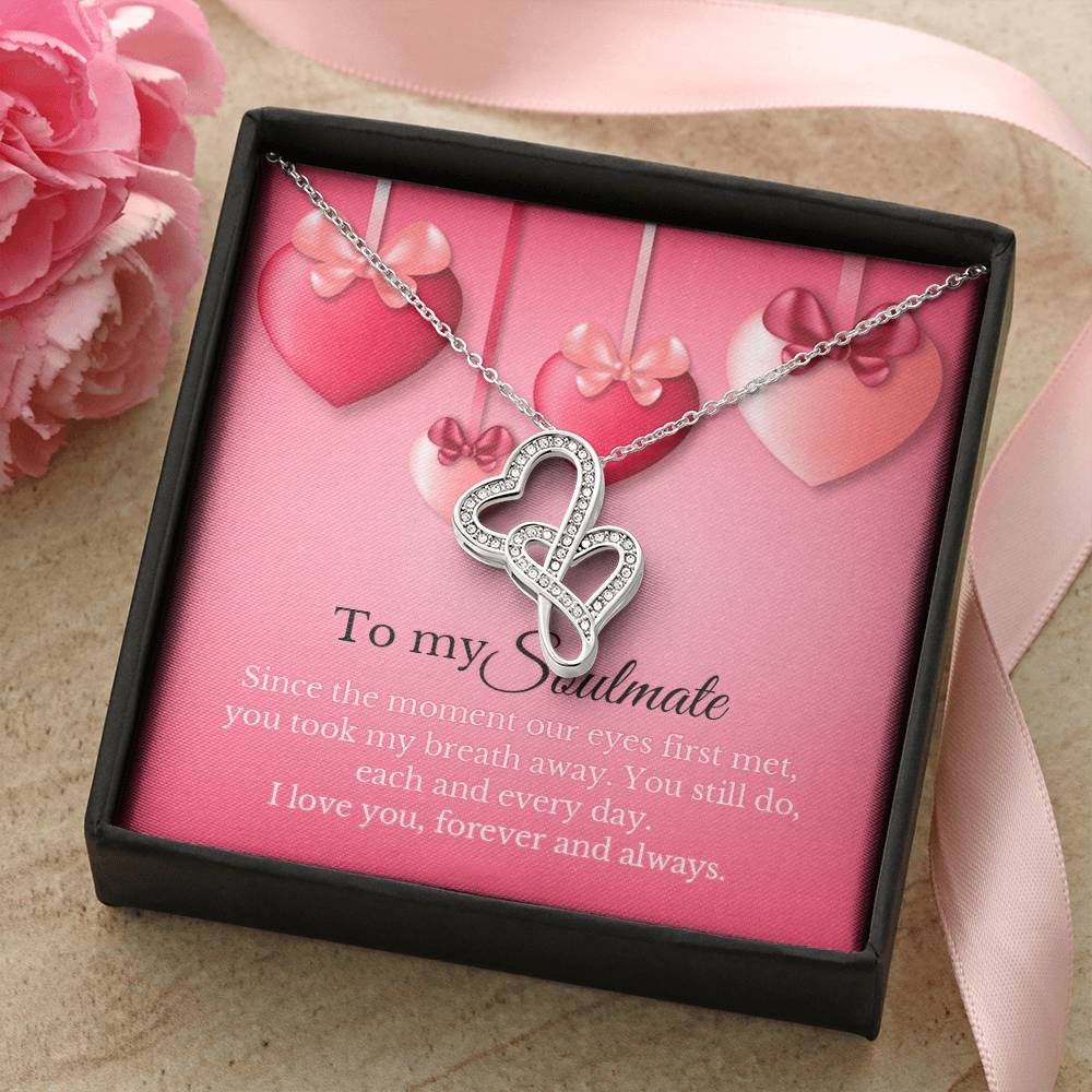 To My Soulmate Gift Double Hearts Necklace