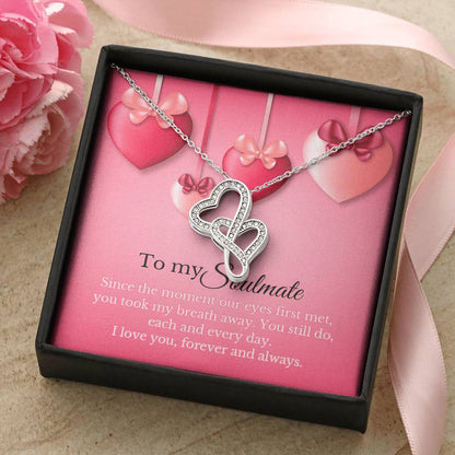 To My Soulmate Gift Double Hearts Necklace