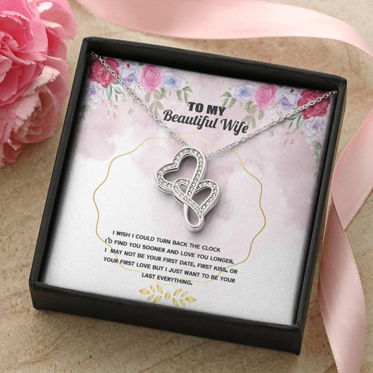 To My Beautiful Wife 1 Double Hearts Necklace