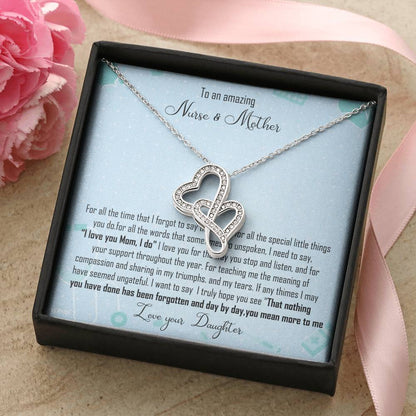 Nurse Mom Gift Double Heart Necklace Gift For Nurse Mother Double Hearts Necklace