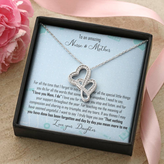 Nurse Mom Gift Double Heart Necklace Gift For Nurse Mother Double Hearts Necklace
