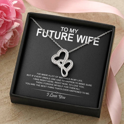 To My Future Wife - I Love You Message - Tmfw16 Double Hearts Necklace