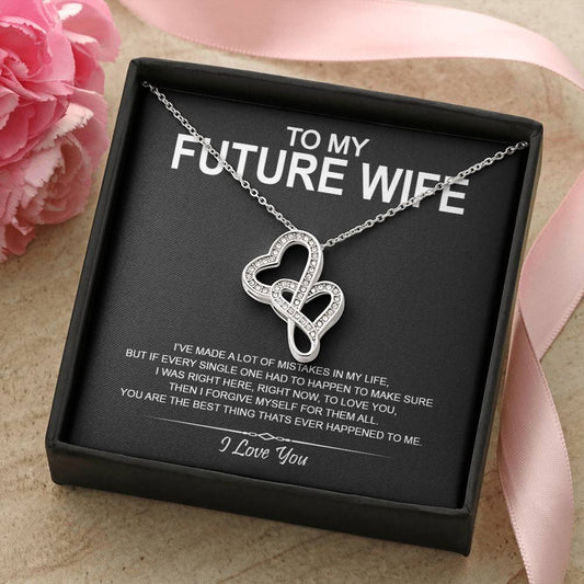 To My Future Wife - I Love You Message - Tmfw16 Double Hearts Necklace