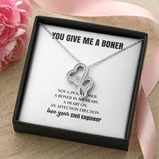 You Give Me A Heart Boner An Affection Erection  Funny & Sarcastic Love For Her Mature Best Fu 9 Double Hearts Necklace