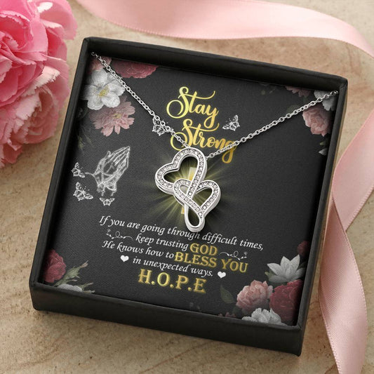 Stay Strong -  1 Double Hearts Necklace