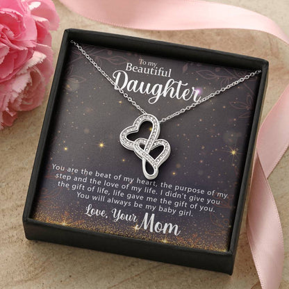 Special Necklace To My Daughter - A Perfect Valentine's Day Gift For Daughter Double Hearts Necklace