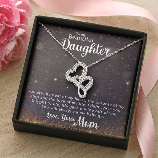 Special Necklace To My Daughter - A Perfect Valentine's Day Gift For Daughter Double Hearts Necklace