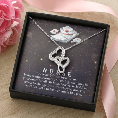 Nurse Necklace Gift For Nurse Healthcare Worker Gifts For Her Medical Gifts Graduation Nurse Gi Double Hearts Necklace