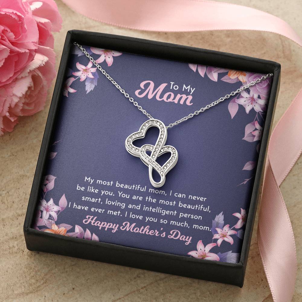 To My Mom 7 Double Hearts Necklace