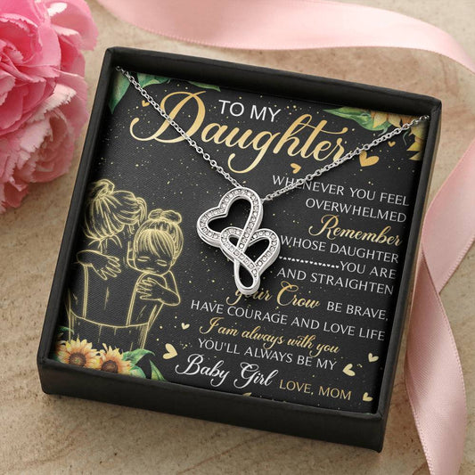 To Daughter From Dad 2 Double Heart Necklace Gift  - Mother And Daughter Necklace - Mom Gift - Mother Jewelry - Daught 4 Double Hearts Necklace