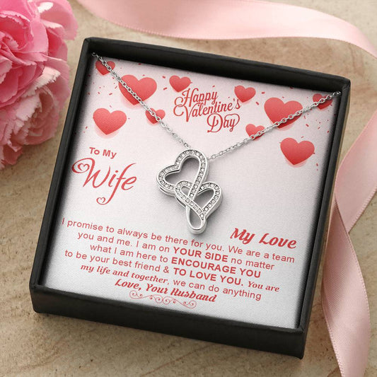 To My Wife -  Double Hearts Necklace