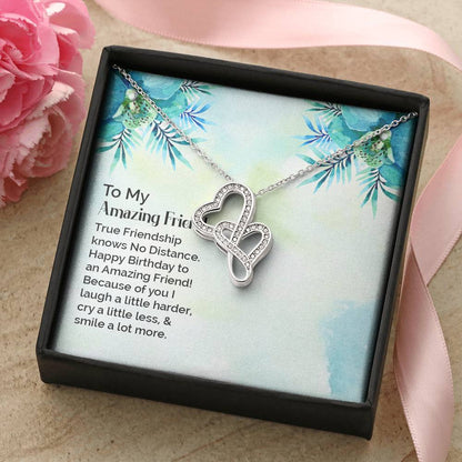To My Amazing Friend -  Double Hearts Necklace