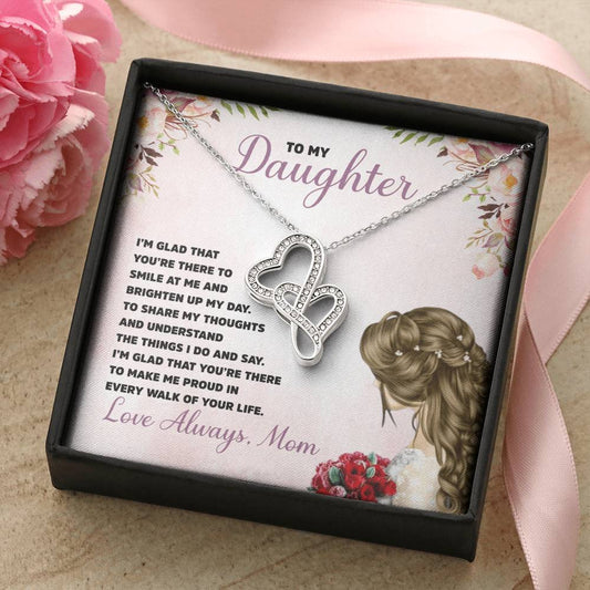 To My Daughter -  Gift Double Hearts Necklace