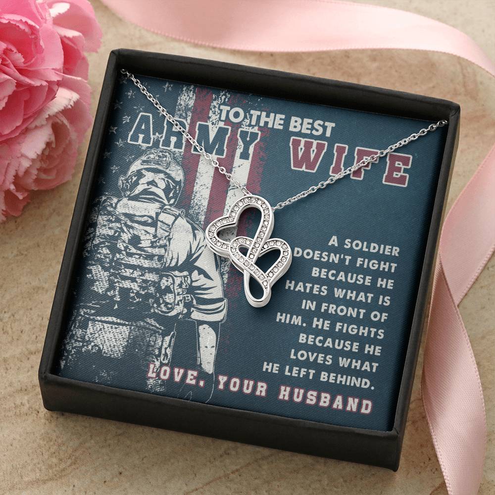 To The Best Army Wife Double Hearts Necklace (2)