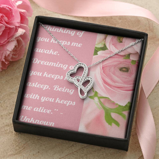 Ike Mens Production;Love Quote Jewelry Double Hearts Necklace