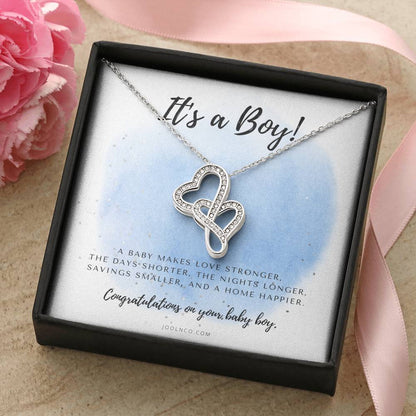 It's A Boy Necklace Gift For Mom  Baby Boy Congratulations  Baby Boy Shower Gift For Mom  New Mom Necklace  New Mom Gi 1 Double Hearts Necklace