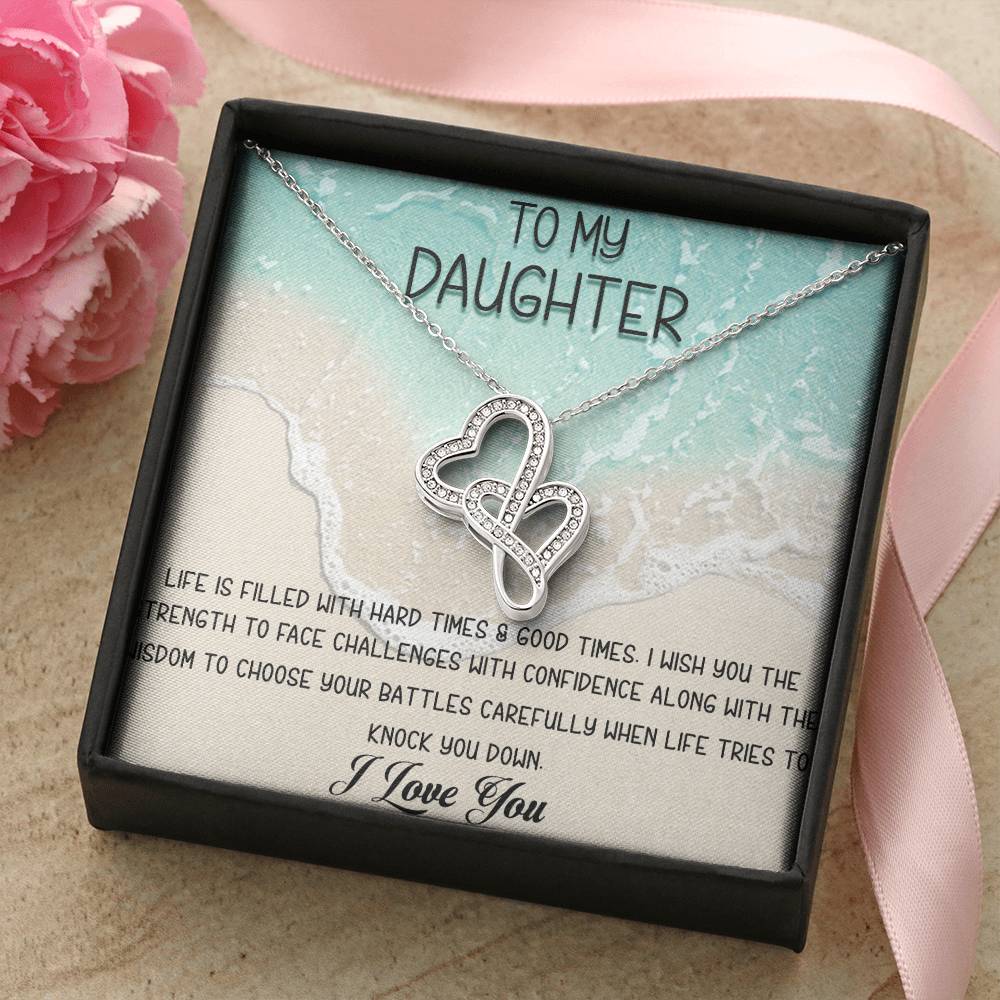 To My Daughter Necklace - Mom To Daughter Double Heart Necklace Gift - Mom And Daughter Always Remember Gift From Mom  5 Double Hearts Necklace