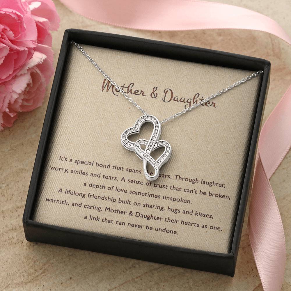 To Daughter From Mom Double Heart Necklace Gift Mom And Daughter No Matter Where You Go Gift From Mom Daughter Wedding 1 Double Hearts Necklace