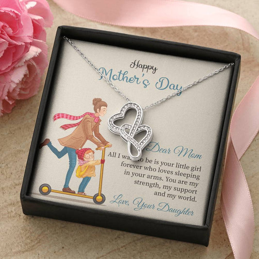 Mother's Day Daughter To Mother My World Heart To Heart Double Hearts Necklace