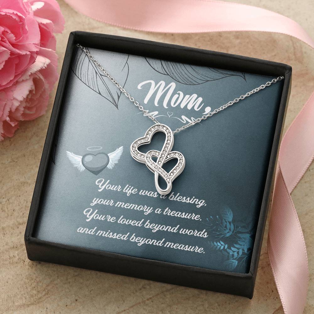 Mom Your Life Was A Blessing -   Double Hearts Necklace