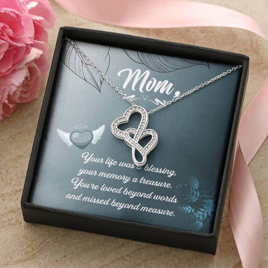 Mom Your Life Was A Blessing -   Double Hearts Necklace