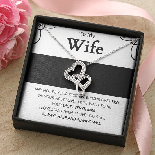 To My Wife - Always In Love Sparkling  Double Hearts Necklace
