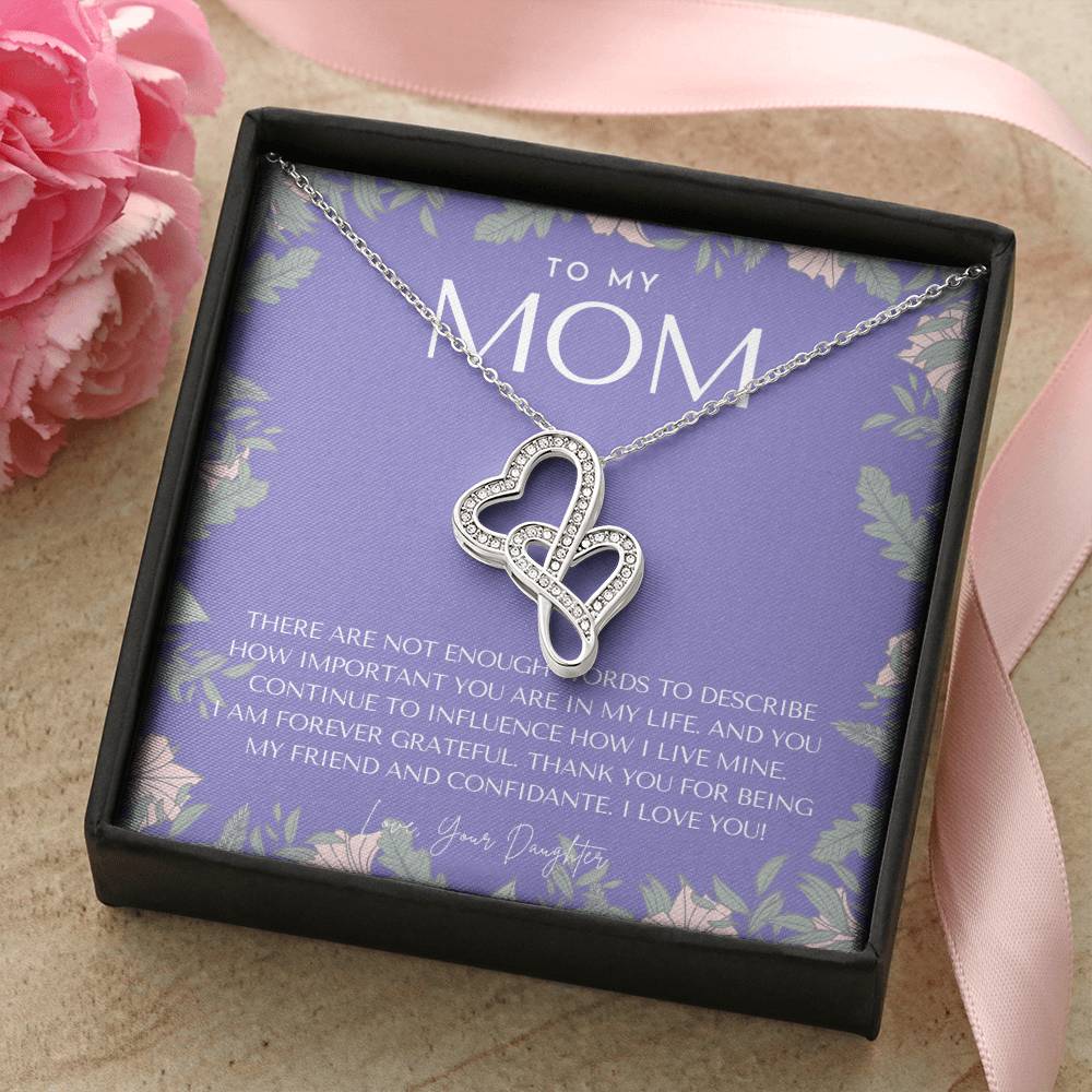 To My Mom Necklace  Mom Gift  Mother’S Day Gift  Birthday Gift For Mom  Gift From Daughter For Mom  Necklace For Mom   Double Hearts Necklace