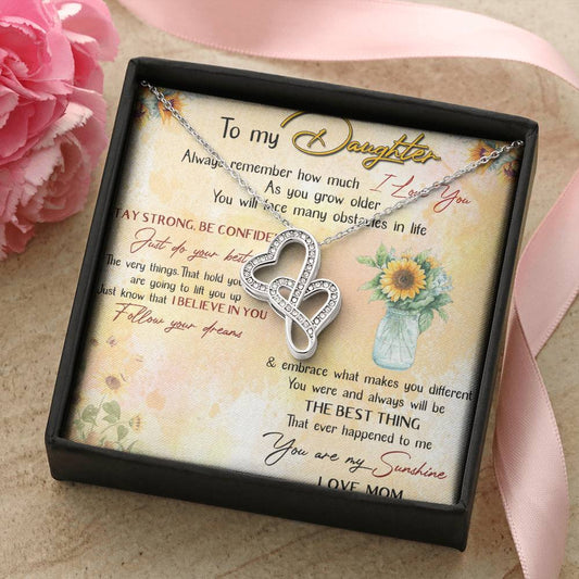 To My Daughter Gift From Mom Forever Love Necklace - Meaningful Necklace For Daughter - Mother To Daughter Birthday Gi Double Hearts Necklace