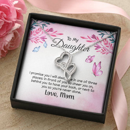 To My Daughter I Promise You  Double Hearts Necklace